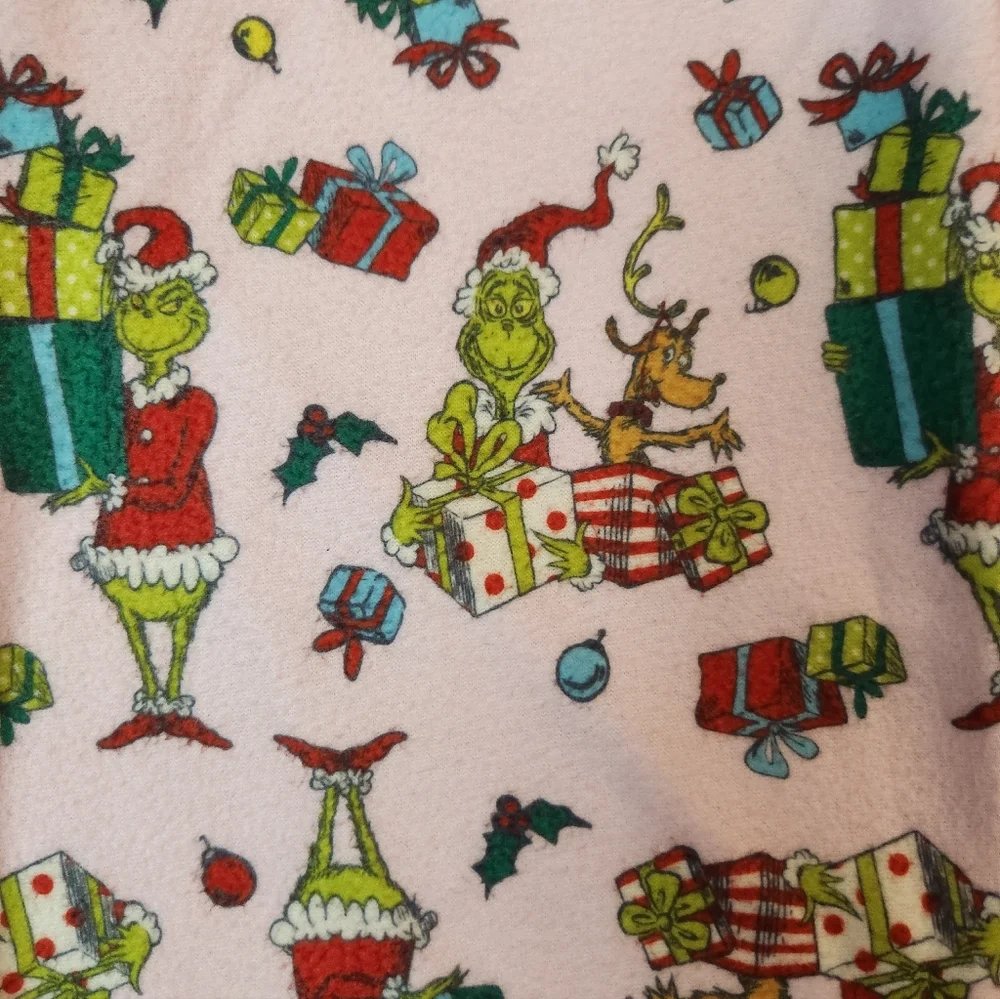 Girls Pink The Grinch Holiday Print Pajama Pants M 7/8